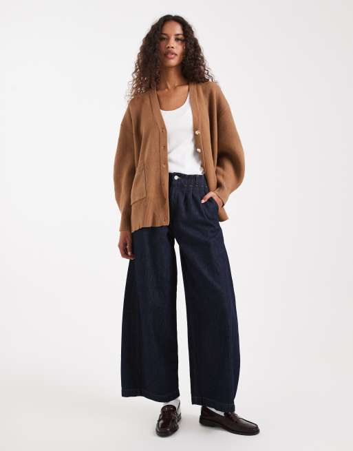 ASOS DESIGN – Boyfriend-Strickjacke in Toffee aus strukturiertem Garn mit Oversize-Schnitt, 2 von 4