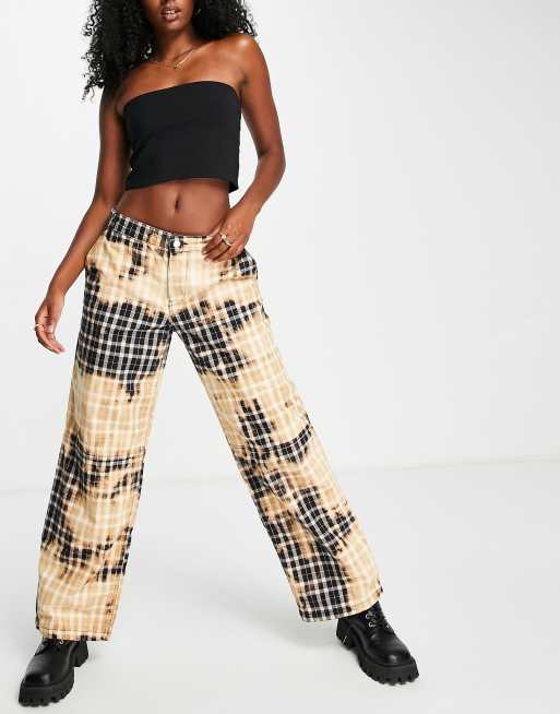 ASOS DESIGN boyfriend utility trouser in bleached check