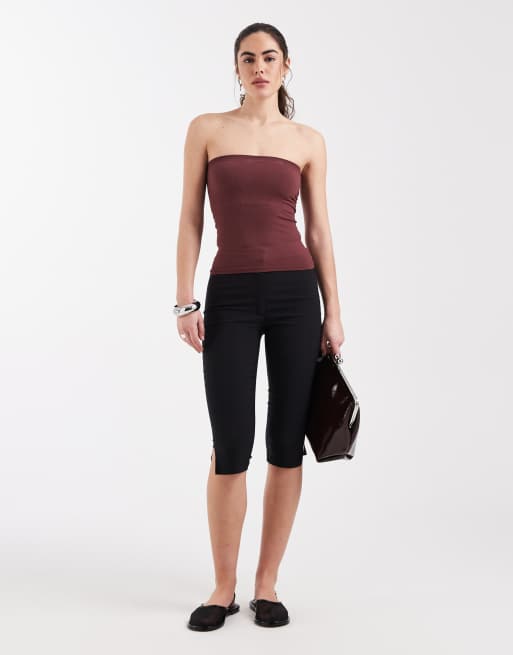 ASOS DESIGN bra free seamless rib&nbsp;bandeau in rust, 2 of 4