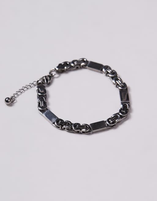 ASOS DESIGN - Bracciale a catena in acciaio inossidabile resistente all'acqua color argento con maglie squadrate