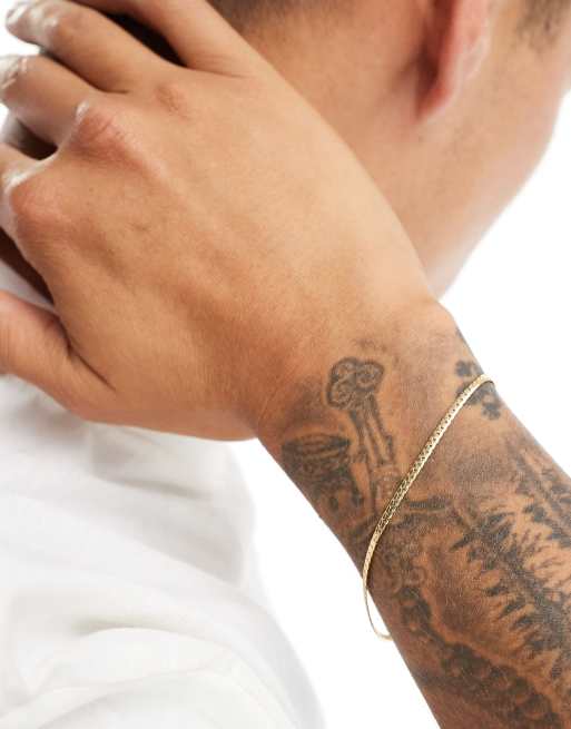 ASOS DESIGN - Bracciale a catena piatta in argento sterling dorato, 4 di 4