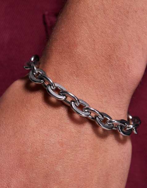 ASOS DESIGN - Bracciale a catena spessa in acciaio inossidabile resistente all'acqua argentato - view 1