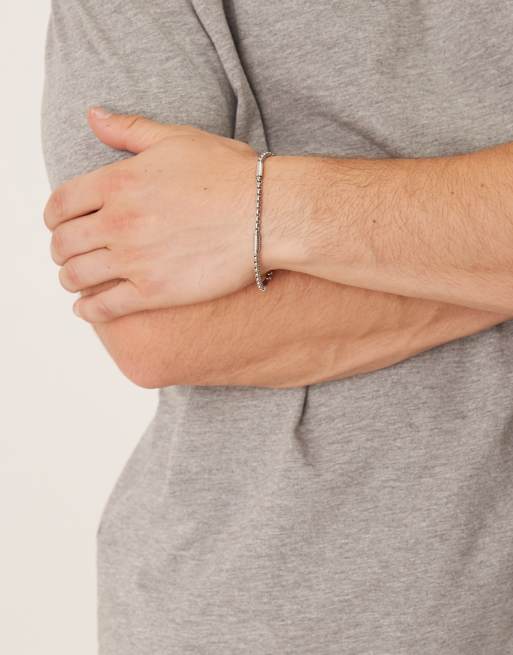 ASOS DESIGN - Bracciale a catena veneziana in acciaio inossidabile resistente all'acqua argentato, 3 di 3