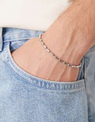 ASOS DESIGN - Bracciale a catenella a sfere ovali in acciaio inossidabile resistente all'acqua - view 1
