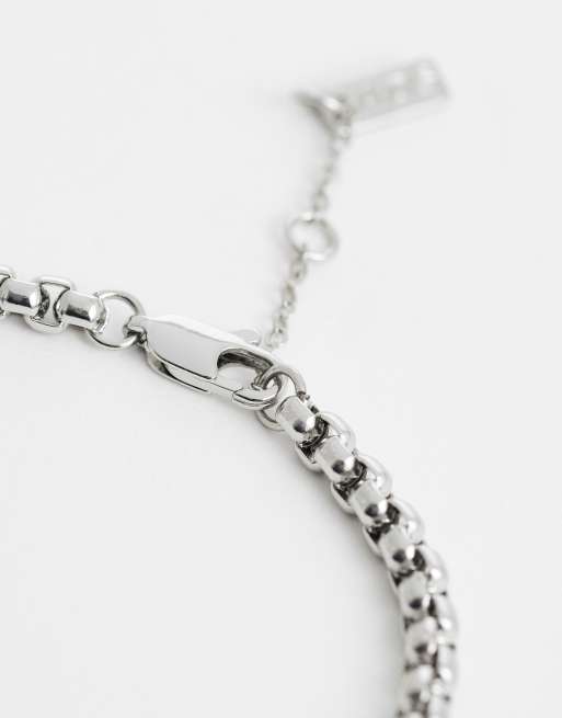 ASOS DESIGN - Bracciale a catenina argentata con ciondolo con pietra, 2 di 3