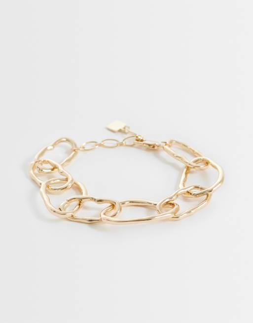 ASOS DESIGN - Bracciale a catenina color oro con maglie fuse
