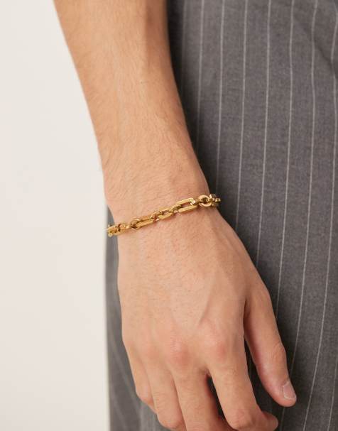 ASOS DESIGN - Bracciale a catenina con maglie ovali dorato in acciaio inossidabile resistente all'acqua - view 1