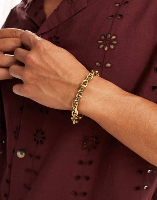 ASOS DESIGN - Bracciale a catenina in acciaio inossidabile resistente all'acqua color oro