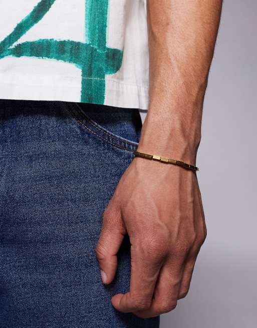 ASOS DESIGN - Bracciale a catenina in acciaio inossidabile resistente all'acqua dorato con perline in metallo