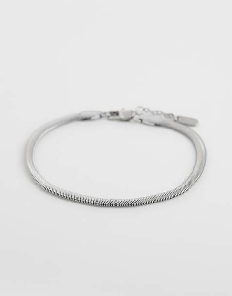 ASOS DESIGN - Bracciale a catenina piatta in acciaio inossidabile resistente all'acqua argentato - view 1