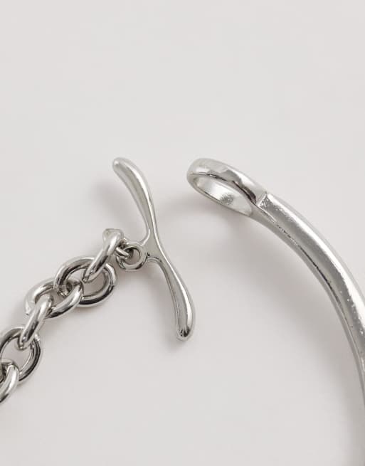 ASOS DESIGN - Bracciale a catenina tonalità argento con chiusura con barretta a T, 3 di 3
