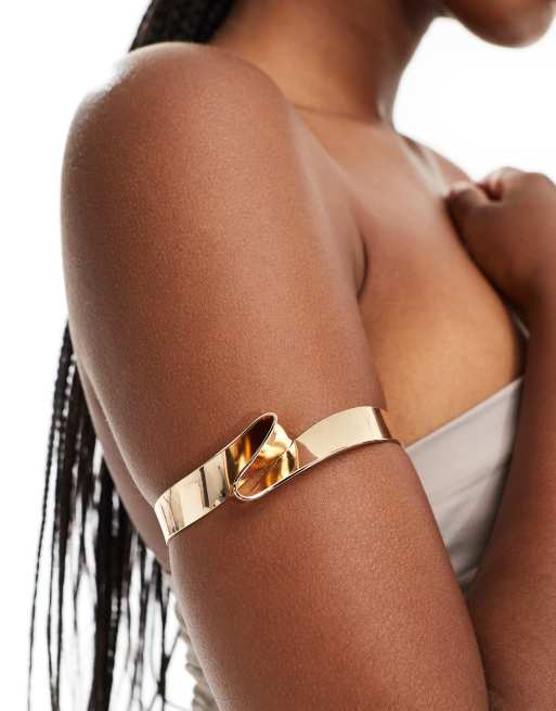 ASOS DESIGN - Bracciale a fascia intrecciato color oro
