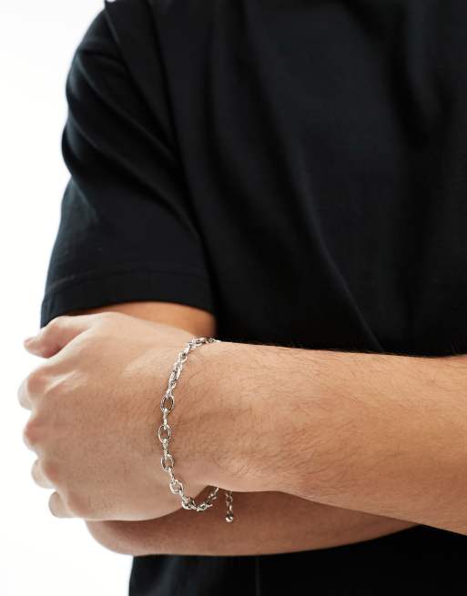 ASOS DESIGN - Bracciale a maglie spesse argentato in acciaio inossidabile resistente all'acqua