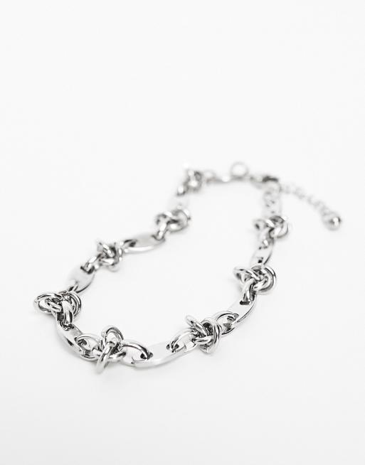 ASOS DESIGN - Bracciale argentato a catenina in acciaio inossidabile resistente all'acqua con maglie annodate