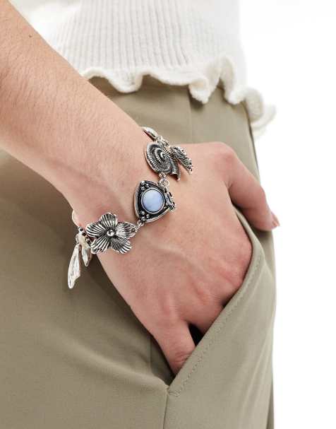 ASOS DESIGN - Bracciale argentato con charm e pietre sintetiche - Edizione limitata - view 1