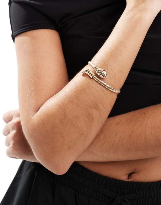 ASOS DESIGN - Bracciale avvolgente con dettaglio a serpente color oro