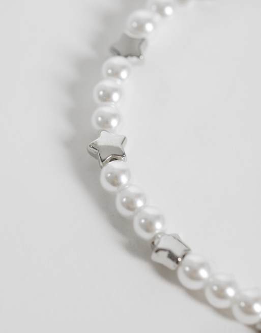 ASOS DESIGN bracciale bianco con perle sintetiche e perline a stella, 3 di 3
