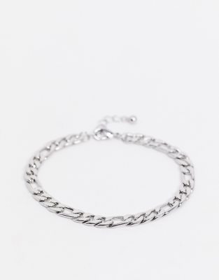 ASOS DESIGN - Bracciale con catena figaro di media pesantezza da 6 mm argento