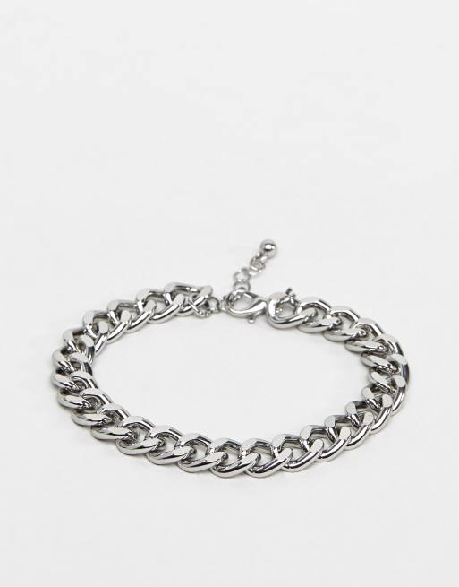 ASOS DESIGN - Bracciale con catena spessa argento 