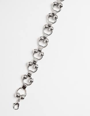 ASOS DESIGN - Bracciale con catena spessa e dettagli a sfera argento