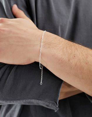 ASOS DESIGN sterling silver skinny figaro bracelet in silver tone - ASOS Price Checker