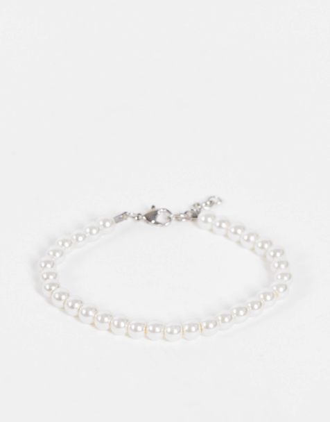 ASOS DESIGN - Bracciale con perle sintetiche bianche in vetro da 6 mm - view 1