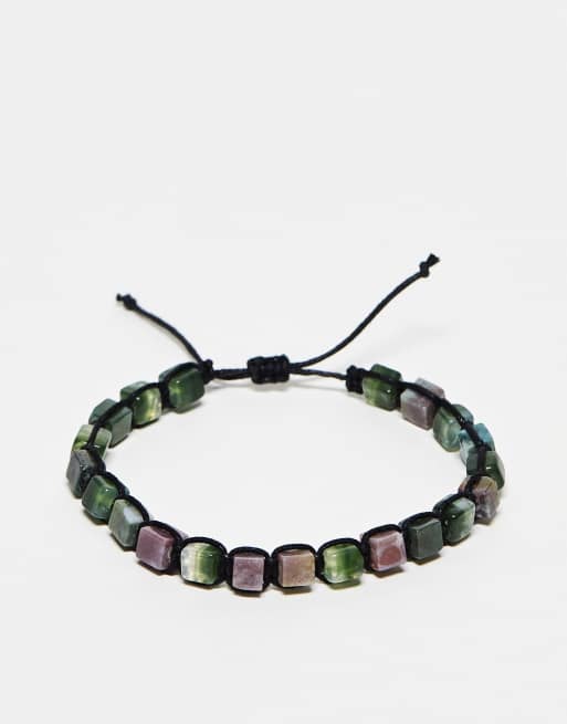 ASOS DESIGN - Bracciale con perline squadrate multicolore  