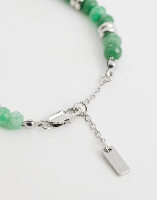 ASOS DESIGN - Bracciale con pietre semipreziose verdi e perline, 2 di 3