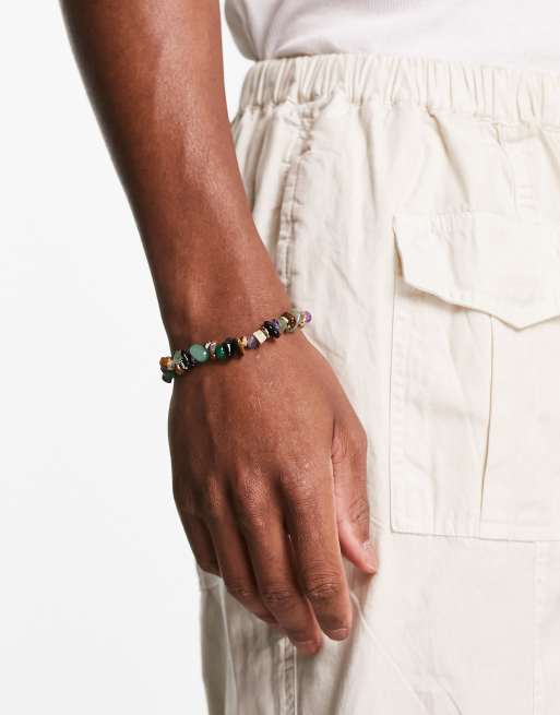 ASOS DESIGN - Bracciale da festival con perline e pietruzze semipreziose
