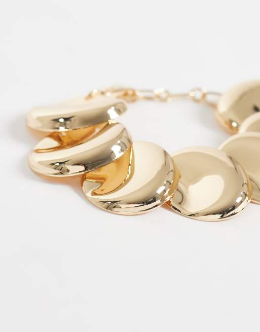 ASOS DESIGN - Bracciale dorato con maglie a disco, 2 di 3