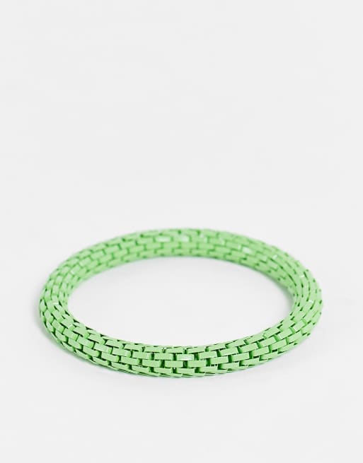 ASOS DESIGN - Bracciale elastico stile anni '90 in smalto verde colorato