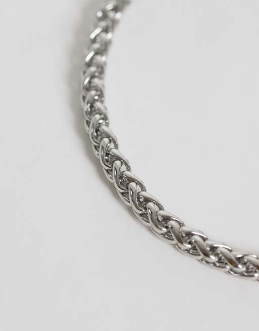 ASOS DESIGN bracciale in acciaio inossidabile impermeabile con maglie, color argento, 2 di 3