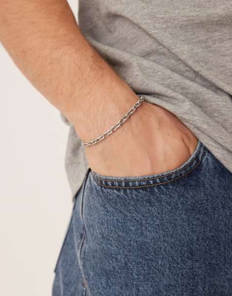 ASOS DESIGN - Bracciale in catenina a maglie ovali argentato in acciaio inossidabile resistente all'acqua - view 1