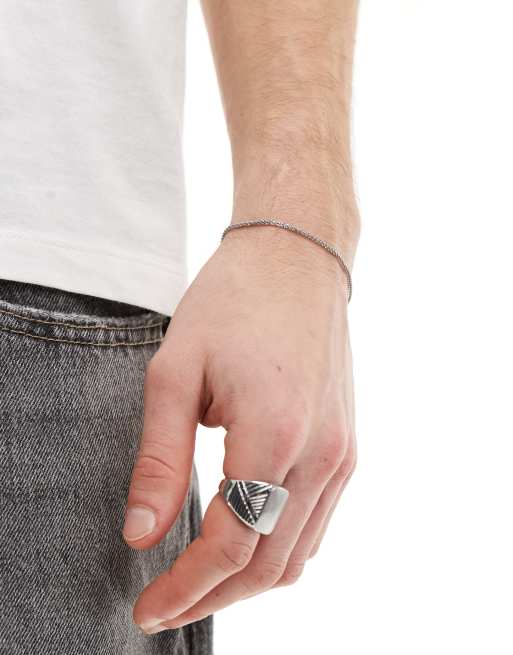 ASOS DESIGN - Bracciale in catenina stile corda attorcigliata argentata in acciaio inossidabile resistente all'acqua
