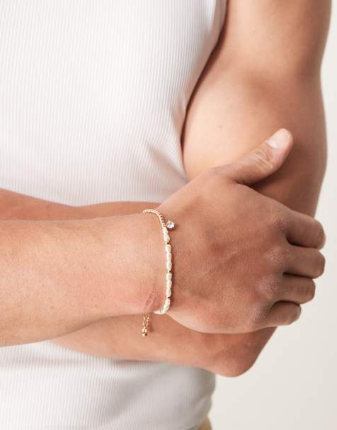 ASOS DESIGN - Bracciale in perline color oro con perle sintetiche - view 1