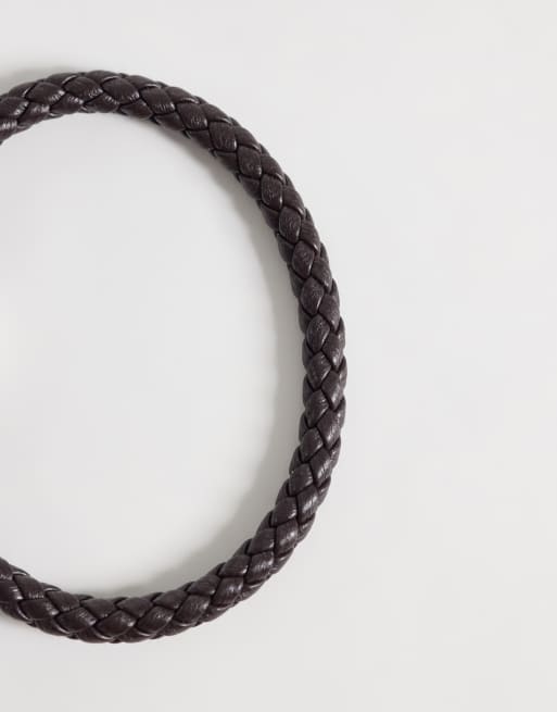 ASOS DESIGN bracciale intrecciato in pelle sintetica marrone, 3 di 3