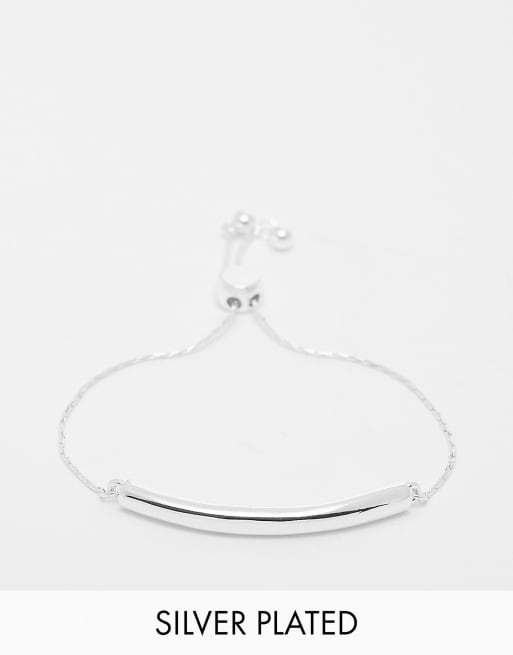 ASOS DESIGN - Bracciale placcato argento con fermacorda
