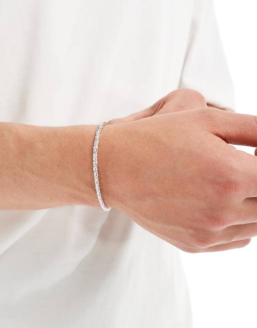 ASOS DESIGN - Bracciale placcato in vero argento con catenina intrecciata