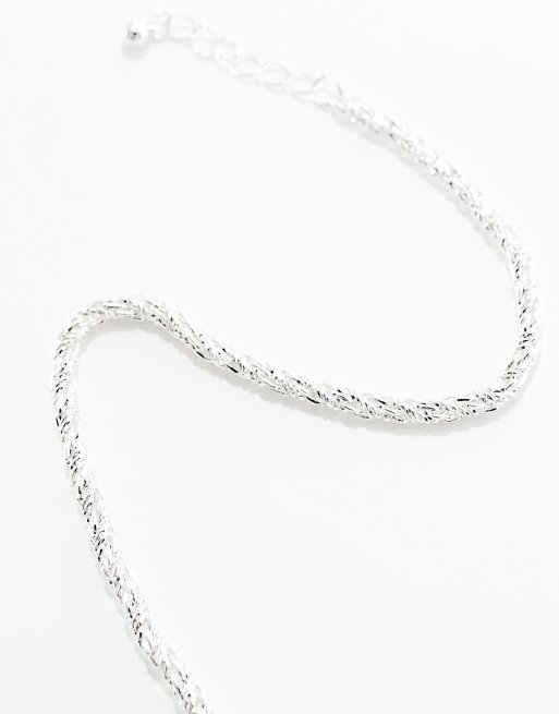 ASOS DESIGN - Bracciale placcato in vero argento con catenina intrecciata, 2 di 4