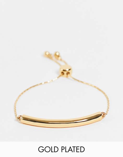 ASOS DESIGN - Bracciale placcato oro 14k con barretta minimal e chiusura a t-bar 