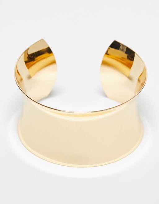 ASOS DESIGN - Bracciale rigido ampio color oro