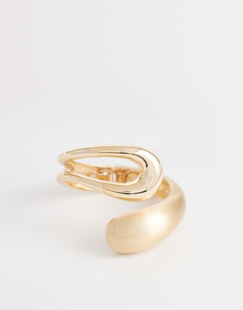 ASOS DESIGN - Bracciale rigido avvolgente con dettaglio tonalità oro spazzolato - view 1