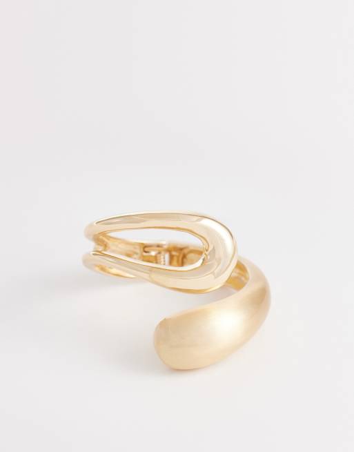 ASOS DESIGN - Bracciale rigido avvolgente con dettaglio tonalità oro spazzolato