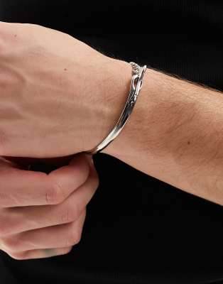 ASOS DESIGN - Bracciale rigido in acciaio inossidabile resistente all'acqua a catenina color argento