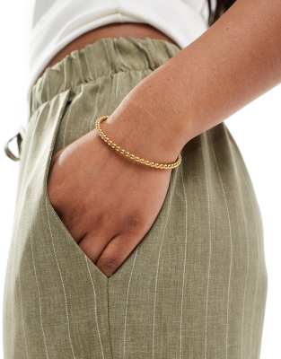 ASOS DESIGN - Bracciale rigido in acciaio inossidabile waterproof color oro con dettagli a palline