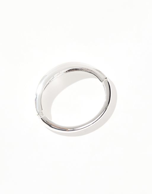 ASOS DESIGN - Bracciale rigido placcato argento, 3 di 4