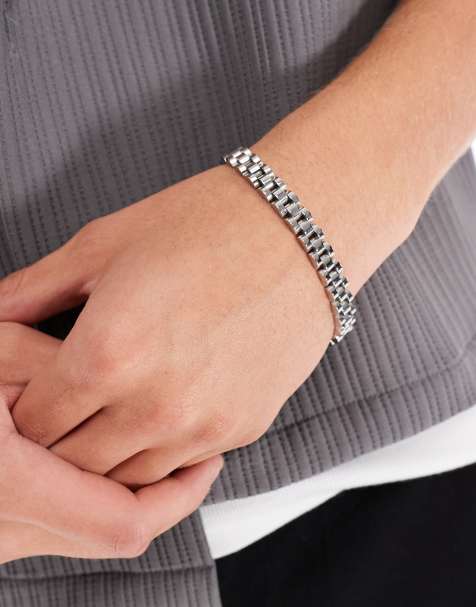 ASOS DESIGN - Bracciale stile cinturino da orologio in acciaio inossidabile argentato resistente all'acqua - view 1