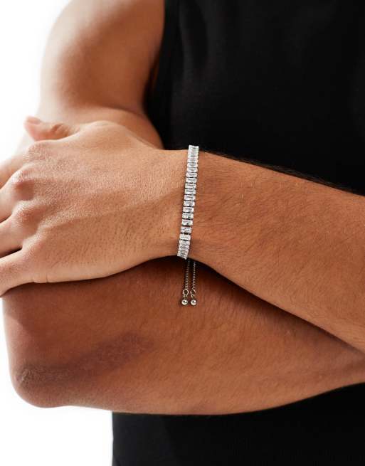 ASOS DESIGN - Bracciale stile tennis in acciaio inossidabile resistente all'acqua color argento, 2 di 4