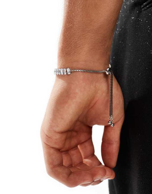 ASOS DESIGN - Bracciale stile tennis in acciaio inossidabile resistente all'acqua color argento, 3 di 4
