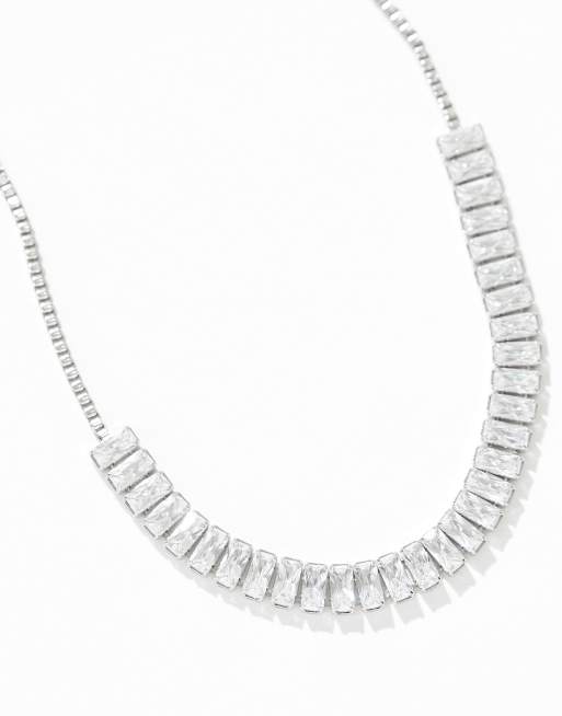 ASOS DESIGN - Bracciale stile tennis in acciaio inossidabile resistente all'acqua color argento, 4 di 4
